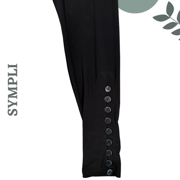 Sympli Stretch Leggings with Ankle Button Detail | Made in 🇨🇦 | Black | Size 2 - Picture 3 of 5